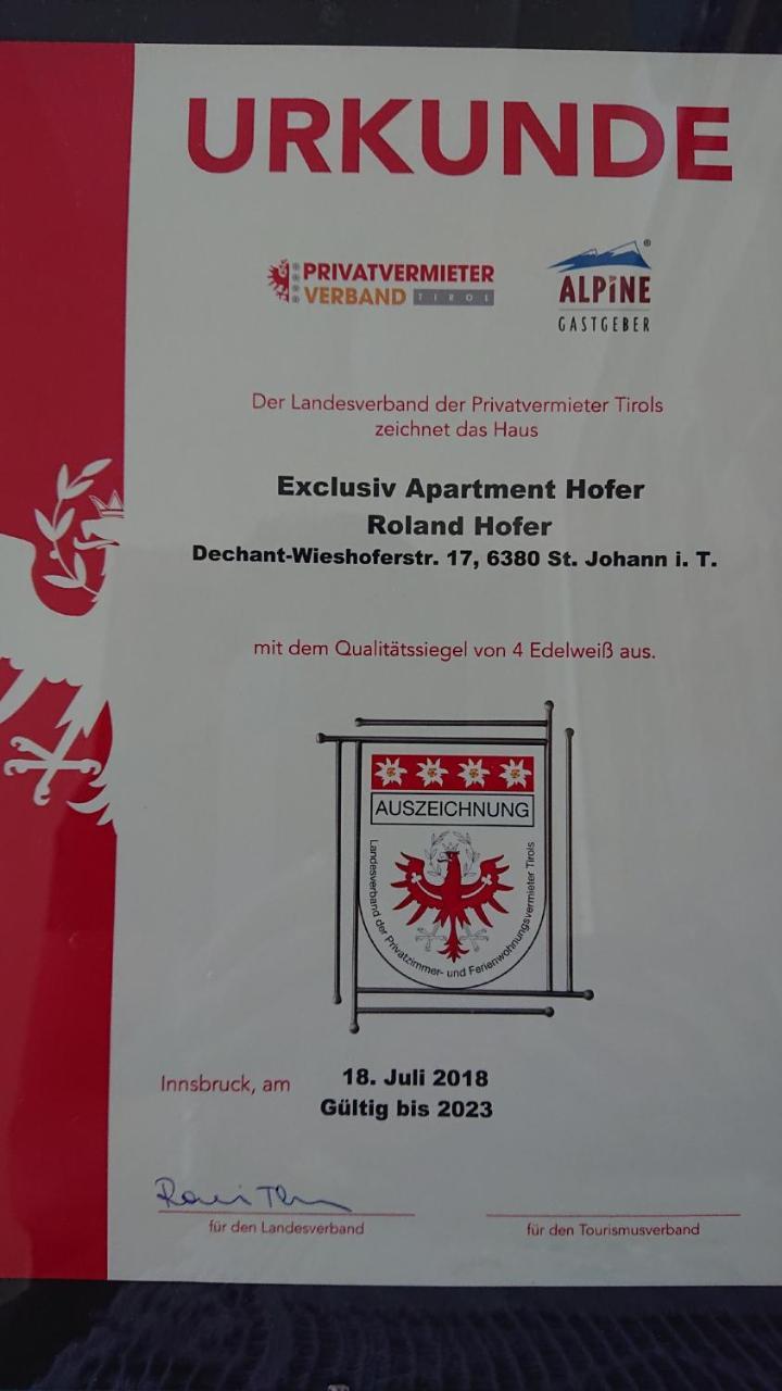 Exklusiv Apartment Hofer Sankt Johann in Tirol Ngoại thất bức ảnh